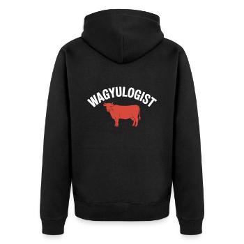 Wagyulogist Wagyu Beef Grill Master Japan Steak - Unisex Premium Organic Zip Hoodie - black - Back - Nico (187cm)