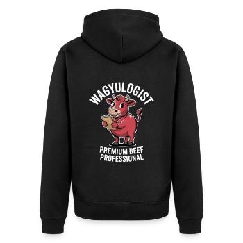 Wagyulogist Wagyu Beef Grill Master Japan Steak - Unisex Premium Organic Zip Hoodie - black - Back - Nico (187cm)