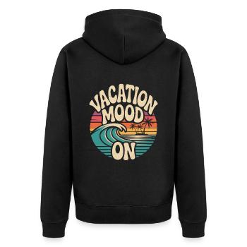 Vacation Mood On Sommer Festival Reise Club Urlaub - Unisex Premium Bio Zip Hoodie - Schwarz - Hinten - Nico (187cm)