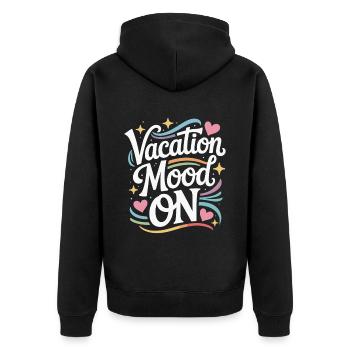 Vacation Mood On Sommer Festival Reise Club Urlaub - Unisex Premium Bio Zip Hoodie - Schwarz - Hinten - Nico (187cm)