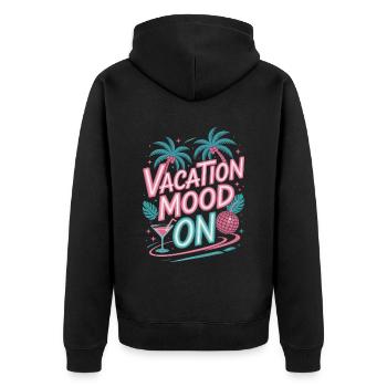 Vacation Mood On Sommer Festival Reise Club Urlaub - Unisex Premium Bio Zip Hoodie - Schwarz - Hinten - Nico (187cm)