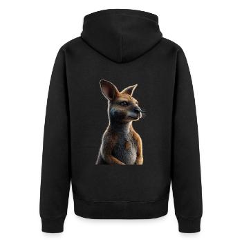 Wallaby Australia Outback Wild Sweet Kangaroo - Unisex Premium Organic Zip Hoodie - black - Back - Nico (187cm)