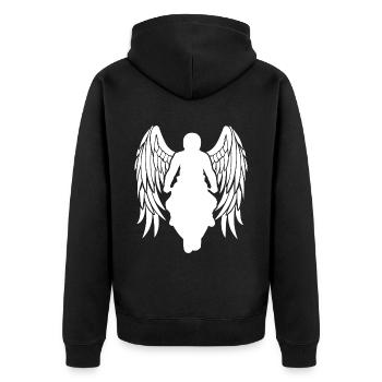 Engel Motorrad Flügel Motorradfahrer Engelsflügel - Unisex Premium Bio Zip Hoodie - Schwarz - Hinten - Nico (187cm)