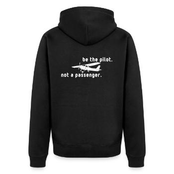 Sei der Pilot Flugzeug Geschenk T-Shirt - Unisex Premium Bio Zip Hoodie - Schwarz - Hinten - Nico (187cm)