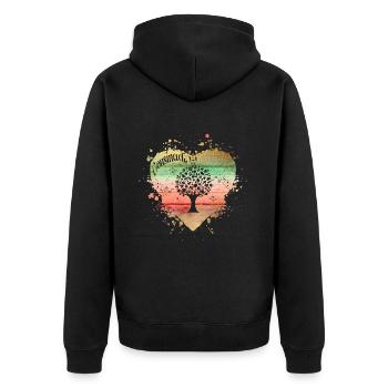 cousinade arbre coeur a personnaliser - Veste à capuche bio Premium Unisexe - noir - Dos - Nico (187cm)