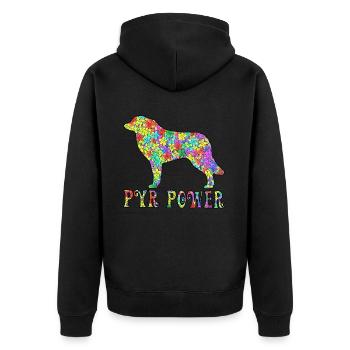 Pyrenäen-Sennenhund, vollständig anpassbar nach Wunsch - Unisex Premium Bio Zip Hoodie - Schwarz - Hinten - Nico (187cm)