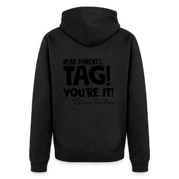 Last Day of School Funny Parents' Day - Unisex Premium Organic Zip Hoodie - black - Back - Nico (187cm)