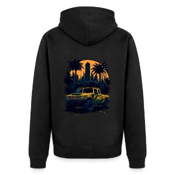 Offroad-Abenteuer | 4x4 - Unisex Premium Bio Zip Hoodie - Schwarz - Hinten - Nico (187cm)