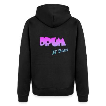 Drum n Bass, Techno, Minimal - Unisex Premium Bio Zip Hoodie - Schwarz - Hinten - Nico (187cm)