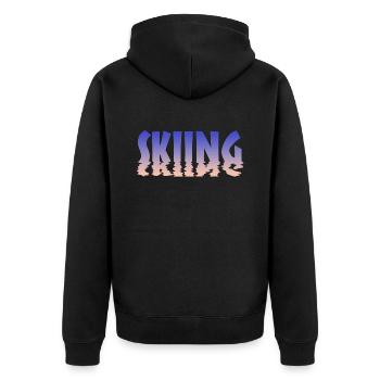 skiing ski fahren - Unisex Premium Bio Zip Hoodie - Schwarz - Hinten - Nico (187cm)