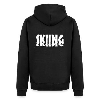 skiing - Unisex Premium Bio Zip Hoodie - Schwarz - Hinten - Nico (187cm)