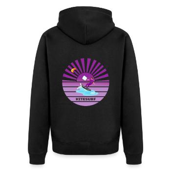 Kitesurfen bei Sonnenuntergang Wellen - Unisex Premium Bio Zip Hoodie - Schwarz - Hinten - Nico (187cm)