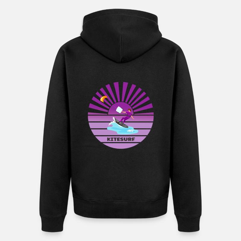 Kitesurf coucher de soleil vagues - Veste à capuche bio Premium Unisexe - noir