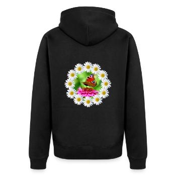 Marguerite Pink Flower Butterfly Flower Pattern - Unisex Premium Organic Zip Hoodie - black - Back - Nico (187cm)