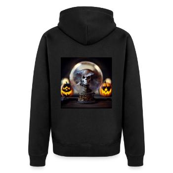 Halloween Pirate Skull Globe - Unisex Premium Organic Zip Hoodie - black - Back - Nico (187cm)