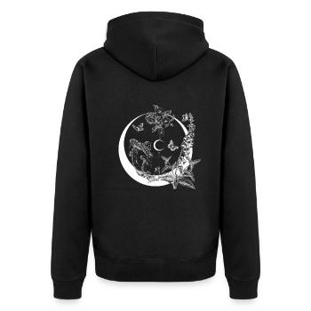 Mond Pilze Schmetterling - Unisex Premium Bio Zip Hoodie - Schwarz - Hinten - Nico (187cm)