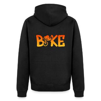 Biken - Unisex Premium Bio Zip Hoodie - Schwarz - Hinten - Nico (187cm)