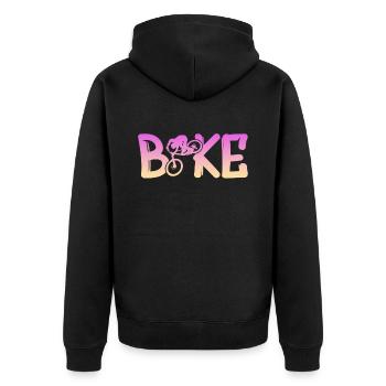 Biken - Unisex Premium Bio Zip Hoodie - Schwarz - Hinten - Nico (187cm)