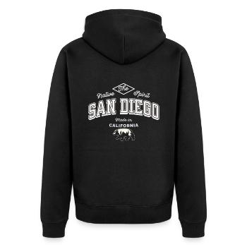 San Diego The native spirit - Unisex Premium Organic Zip Hoodie - black - Back - Nico (187cm)