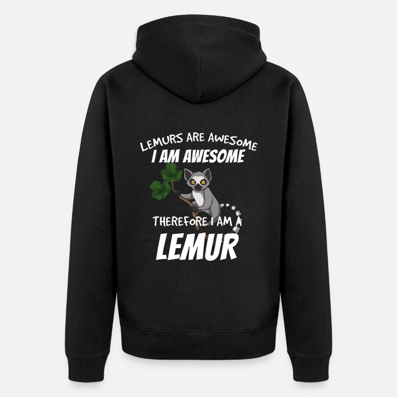 Lemur - Unisex Premium Bio Zip Hoodie - Schwarz