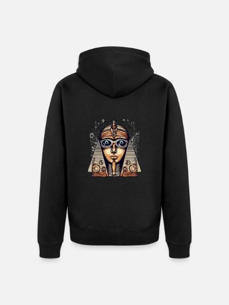 Jafi the bespectacled sphinx - Unisex Premium Organic Zip Hoodie - black