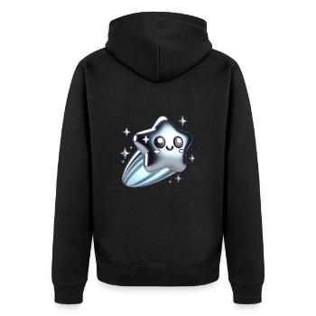 Kawaii Glossy Shooting Star - Unisex Premium Organic Zip Hoodie - black - Back - Nico (187cm)