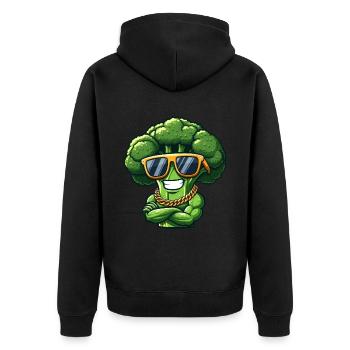 Cool Broccoli Sunglasses Gangster Vegetables - Unisex Premium Organic Zip Hoodie - black - Back - Nico (187cm)