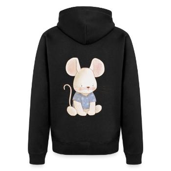 Maus Familie Mama Baby T-Shirt - Unisex Premium Bio Zip Hoodie - Schwarz - Hinten - Nico (187cm)