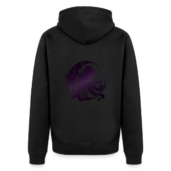 Witchy Octopus Illustration - Unisex Premium Bio Zip Hoodie - Schwarz - Hinten - Nico (187cm)