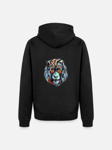 Kajou der Mandrill - Unisex Premium Bio Zip Hoodie - Schwarz