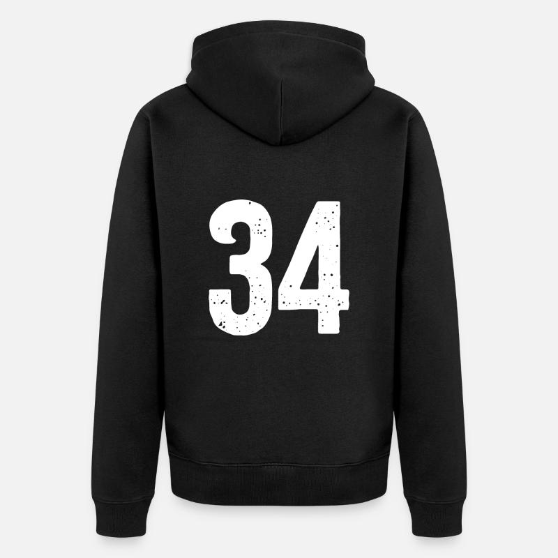 34 Numéros Blanc - Veste à capuche bio Premium Unisexe - noir