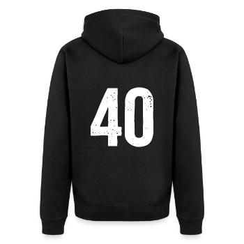 40 Numbers White - Unisex Premium Organic Zip Hoodie - black - Back - Nico (187cm)