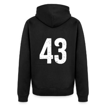 43 Numbers White - Unisex Premium Organic Zip Hoodie - black - Back - Nico (187cm)