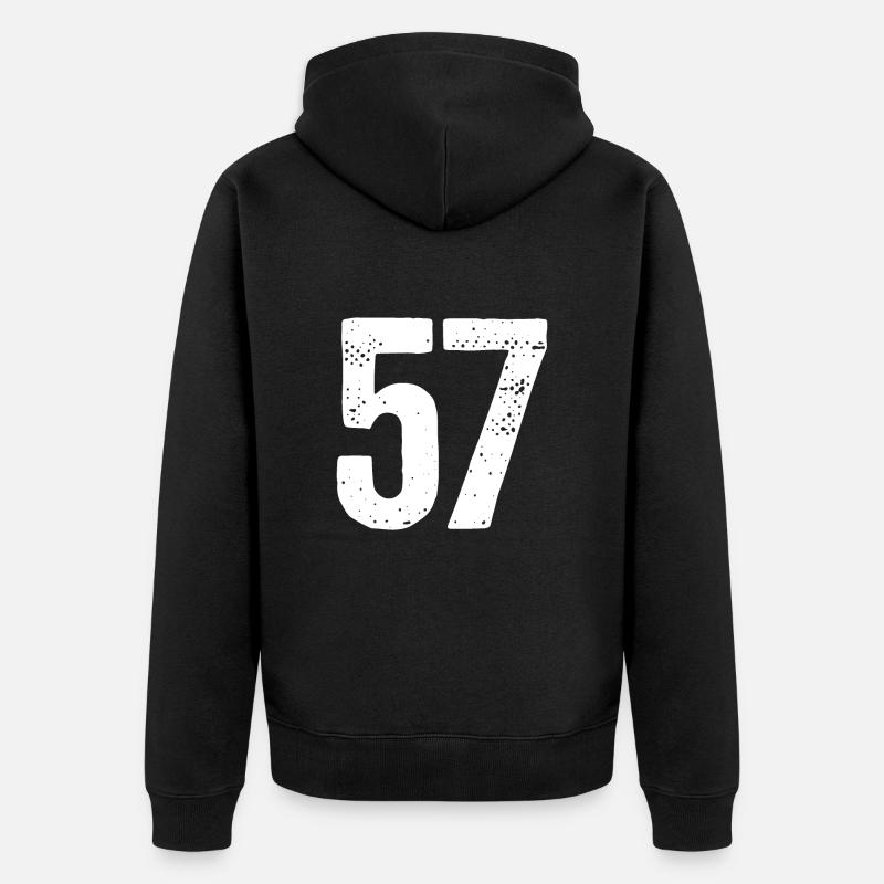 57 Numéros Blanc - Veste à capuche bio Premium Unisexe - noir