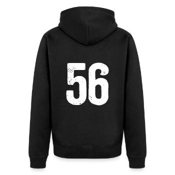 56 Numbers White - Unisex Premium Organic Zip Hoodie - black - Back - Nico (187cm)