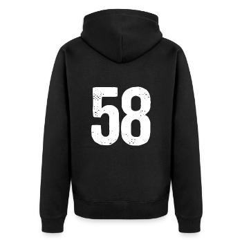 58 Numbers White - Unisex Premium Organic Zip Hoodie - black - Back - Nico (187cm)