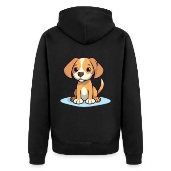 Niedliches Hundedesign für Hundebesitzer - Unisex Premium Bio Zip Hoodie - Schwarz - Hinten - Nico (187cm)