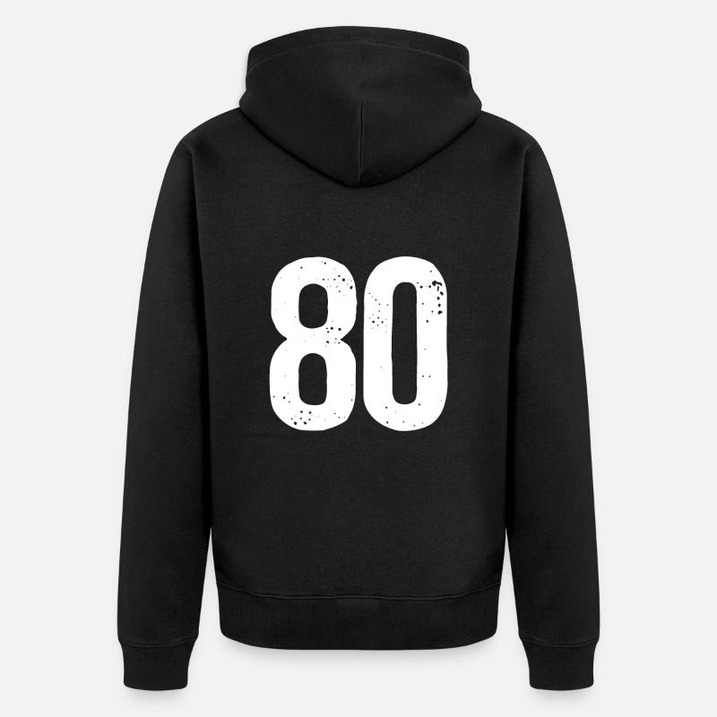 80 Numéros Blanc - Veste à capuche bio Premium Unisexe - noir