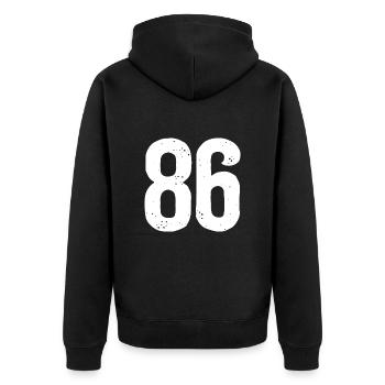 86 Numbers White - Unisex Premium Organic Zip Hoodie - black - Back - Nico (187cm)