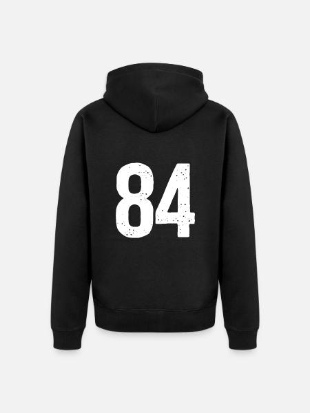 84 Numéros Blanc - Veste à capuche bio Premium Unisexe - noir
