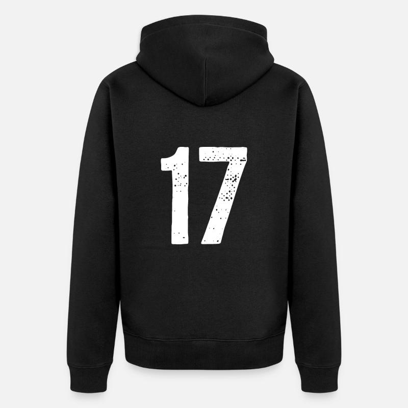17 Numéros Blanc - Veste à capuche bio Premium Unisexe - noir
