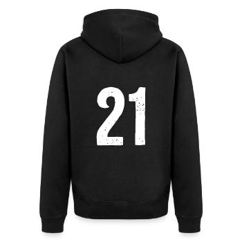 21 Numbers White - Unisex Premium Organic Zip Hoodie - black - Back - Nico (187cm)