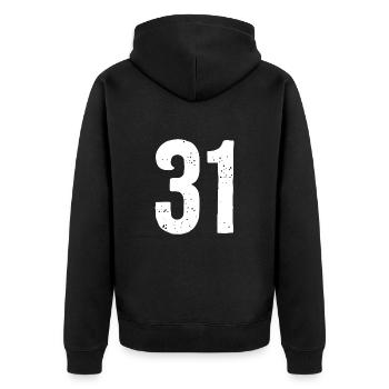 31 Numéros Blanc - Veste à capuche bio Premium Unisexe - noir - Dos - Nico (187cm)
