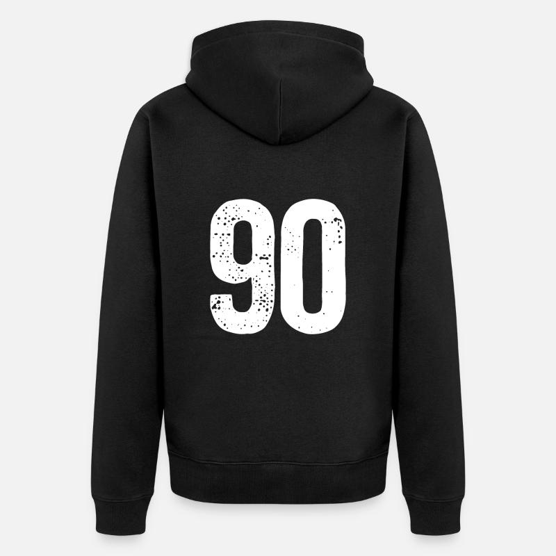 90 numéros blancs - Veste à capuche bio Premium Unisexe - noir