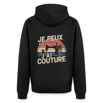 I can't I have Couture - Unisex Premium Organic Zip Hoodie - black - Back - Nico (187cm)