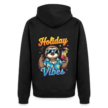 Urlaub Sommer Strand Urlauber Faultier Beachparty - Unisex Premium Bio Zip Hoodie - Schwarz - Hinten - Nico (187cm)