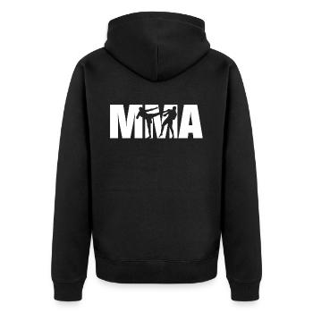 MMA Kampfsport Karate Teakwondo BJJ Cagefight - Unisex Premium Bio Zip Hoodie - Schwarz - Hinten - Nico (187cm)