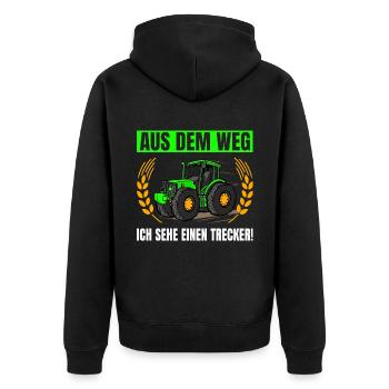 Landwirtschaft Aus Dem Weg Trecker Traktor - Unisex Premium Bio Zip Hoodie - Schwarz - Hinten - Nico (187cm)