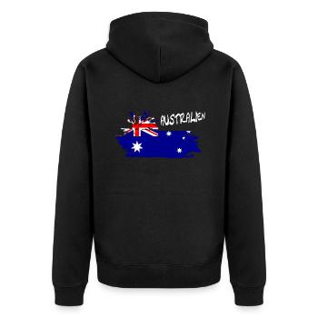 Australien Australia - Unisex Premium Bio Zip Hoodie - Schwarz - Hinten - Nico (187cm)