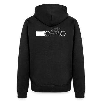 Motorcyclist - Unisex Premium Organic Zip Hoodie - black - Back - Nico (187cm)